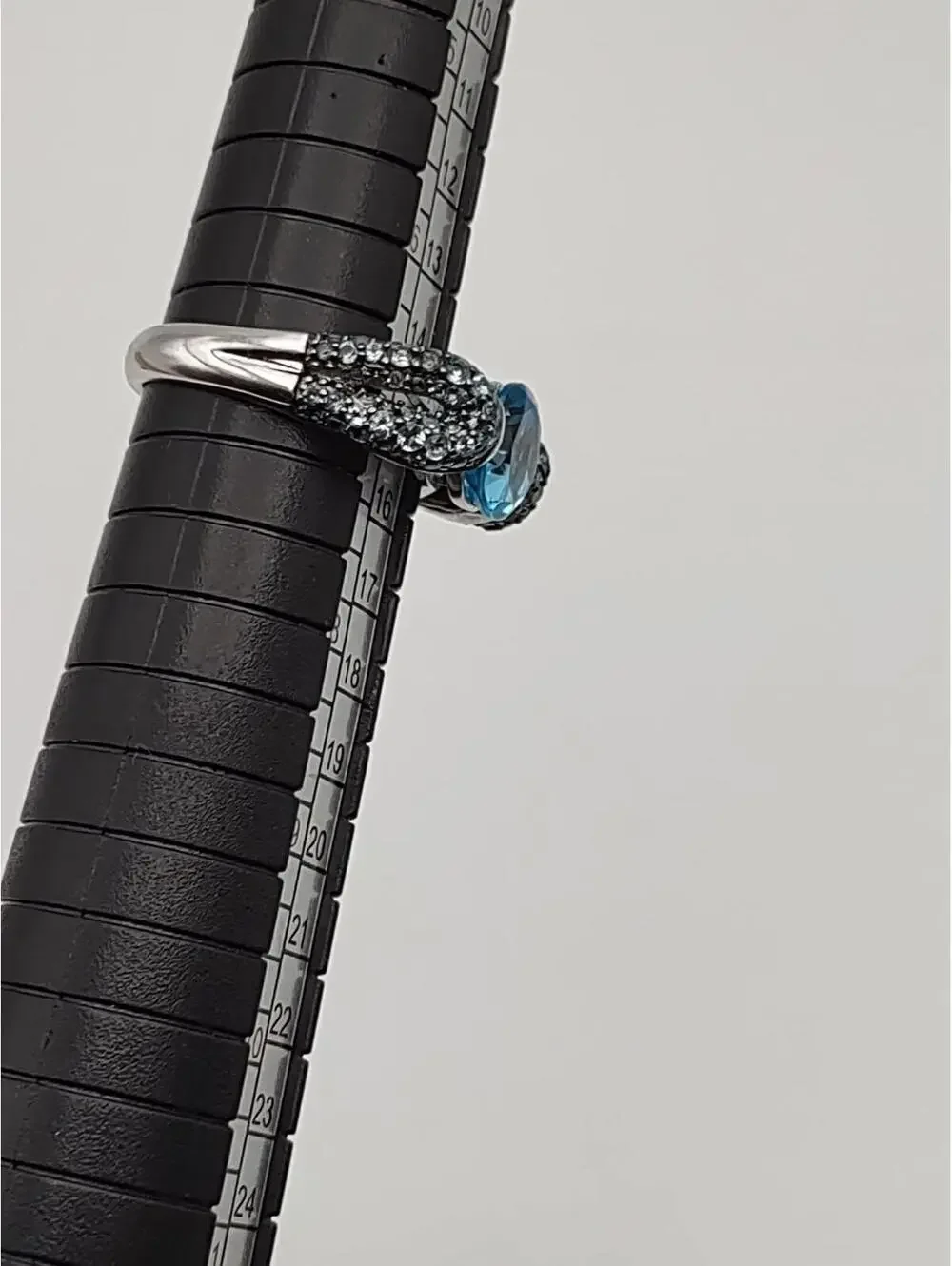 PAJ Sterling Silver Blue Stone Ring CZ Pave Size 7 925 China